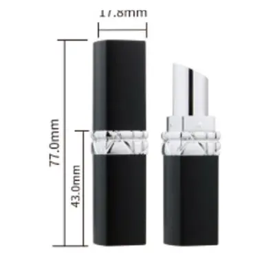 Vỏ son thỏi đen vuông khoen vàng 77mm – ảnh 2