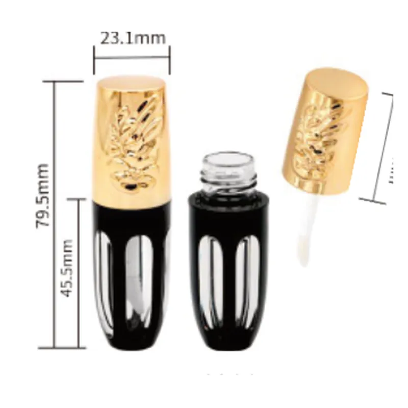 Vỏ son bóng đen nắp chạm vàng 3.2ml – mã NXM0802