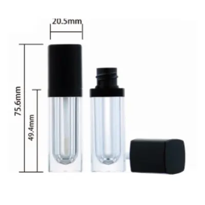 Vỏ son bóng tròn lùn nắp đen 5ml – ảnh 1