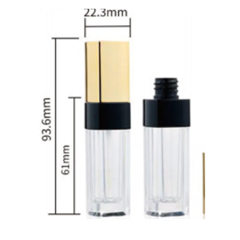 Vỏ son bóng vuông nắp vàng – đen 6.2ml – mã NXM0827