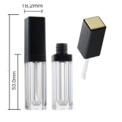 Vỏ son bóng vuông nắp đen – vàng 5.3ml – ảnh 4