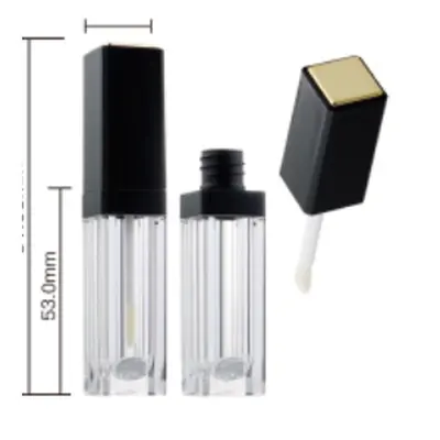 Vỏ son bóng vuông nắp đen – vàng 5.3ml – ảnh 1