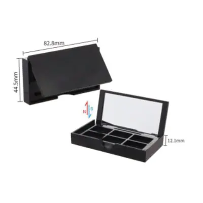 Hộp phấn mắt 6 ô đen nắp từ tính – mã NXM0997