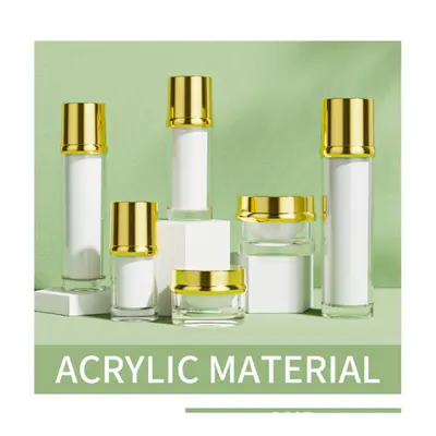 Bộ chai + hũ acrylic trắng nắp vàng 120ml – mã NXP0330