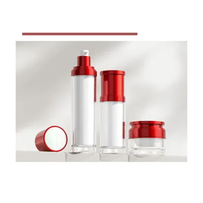 Bộ chai + hũ acrylic trắng nắp đỏ 120ml – ảnh 2