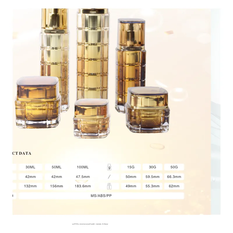 Bộ chai + hũ acrylic vàng kim 100ml/50ml/30g – mã NXP0769