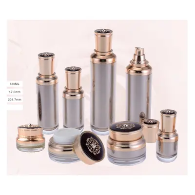 Bộ chai + hũ acrylic vuông trắng viền vàng – ảnh 3