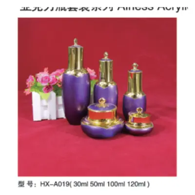 Bộ chai + hũ acrylic tím nắp vàng HX-A019 – mã NXP0784
