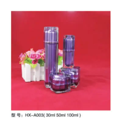 Bộ chai hút chân không acrylic tím vuông HX-A003 – mã NXT1580