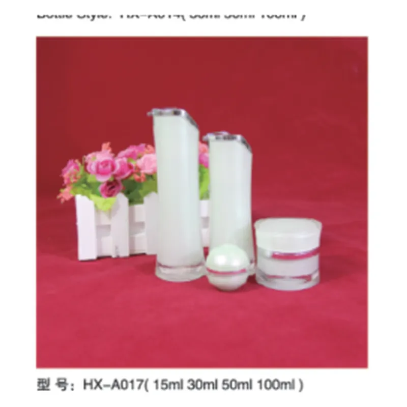 Bộ chai hút chân không acrylic trắng dáng vát HX-A017 – mã NXT1603