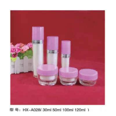 Bộ chai + hũ acrylic trắng nắp hồng HX-A028 – mã NXT1608