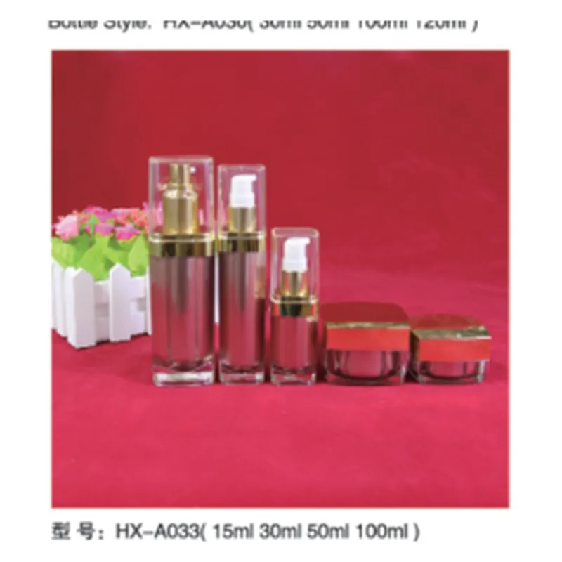 Bộ chai + hũ acrylic hồng đỏ vuông HX-A033 – mã NXT1614