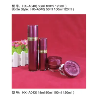 Bộ chai + hũ acrylic đỏ rượu nắp vàng HX-A043 – mã NXT1621