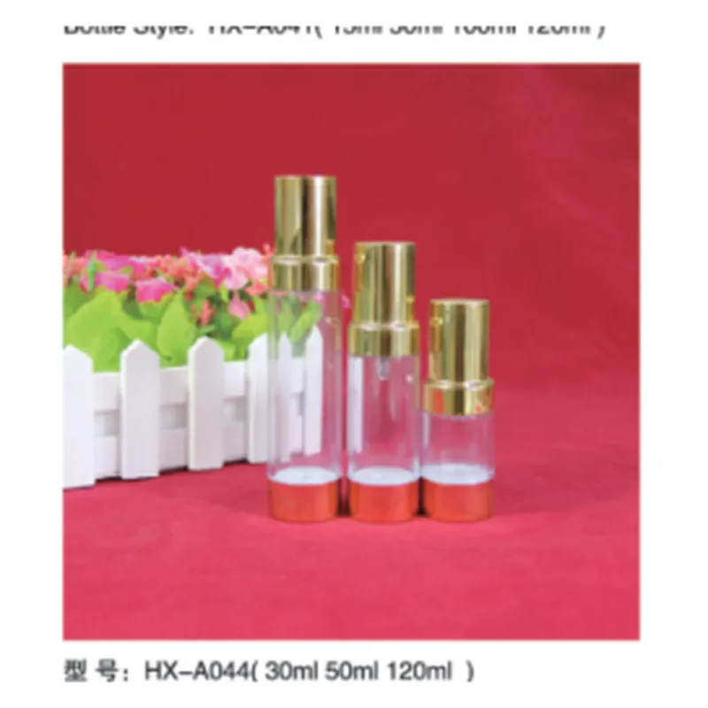 Bộ chai hút chân không acrylic trong nắp vàng HX-A044 – mã NXT1622