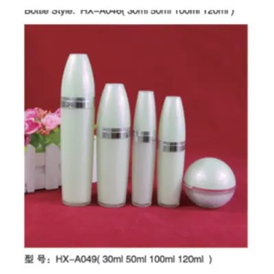Bộ chai + hũ acrylic trắng ngọc dáng viên đạn HX-A049 – mã NXT1628