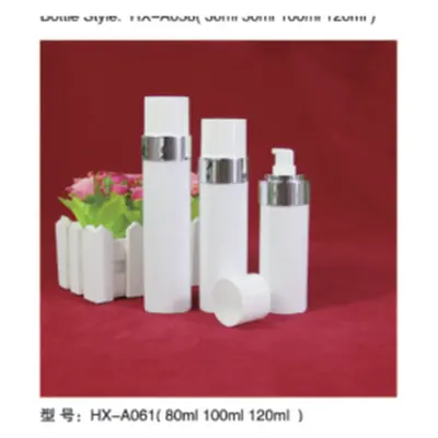 Bộ chai hút chân không acrylic trắng viền bạc HX-A061 – mã NXT1637