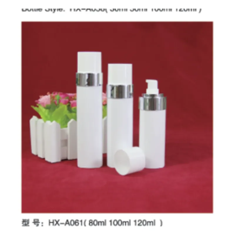 Bộ chai hút chân không acrylic trắng viền bạc HX-A061 – mã NXT1637