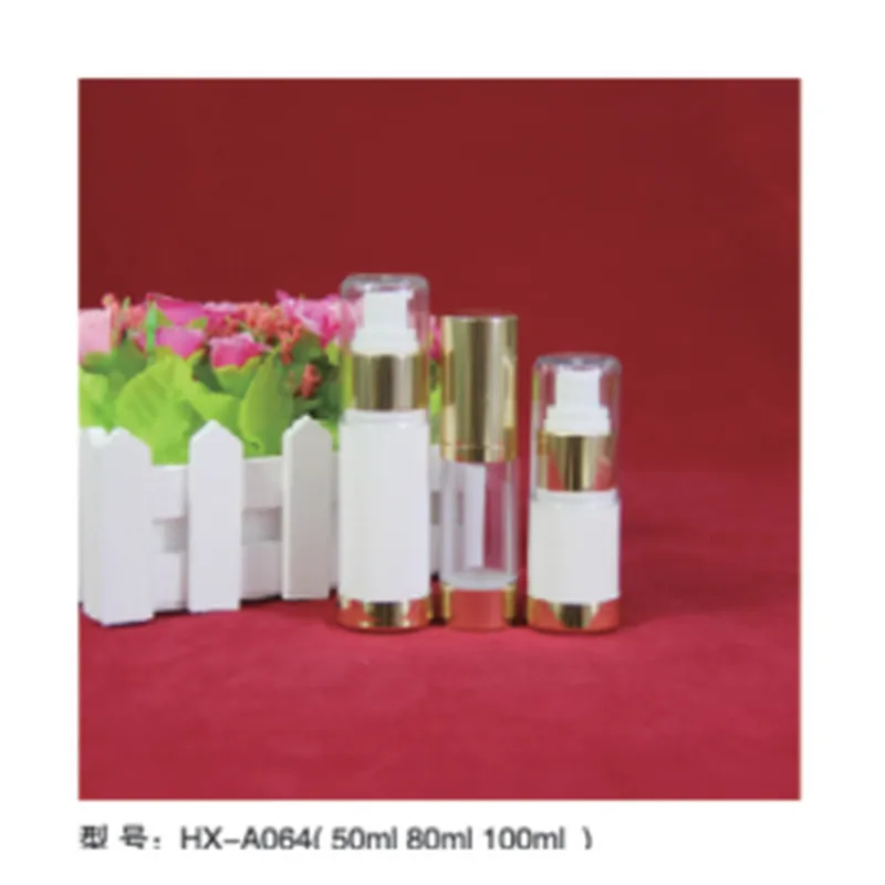 Bộ chai hút chân không acrylic trắng nắp vàng HX-A064 – mã NXT1640