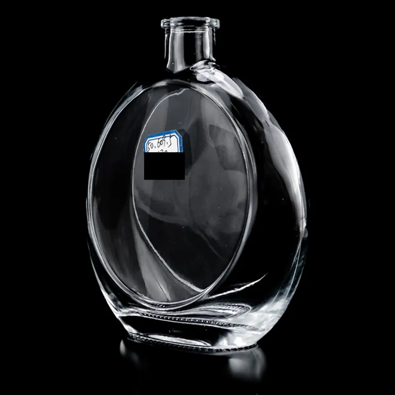 Chai rượu thủy tinh dẹt oval vòng nổi 500ml – mã NXW0014